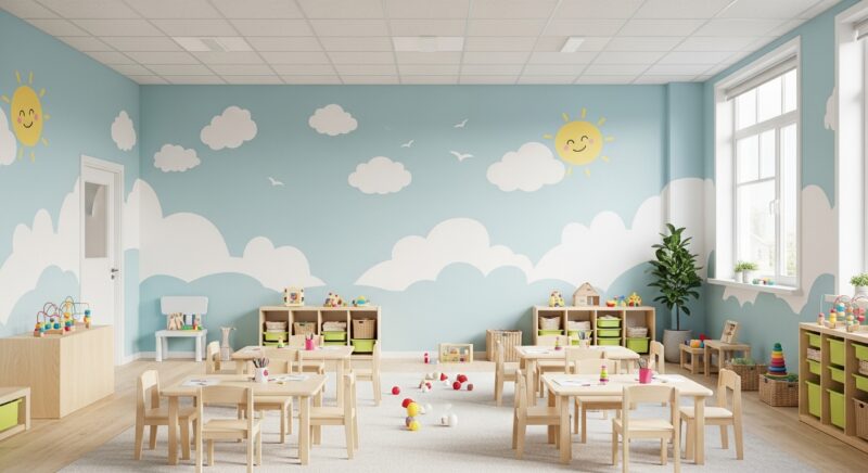 陽だまりのような学びの空間を演出する、幼児教育施設向け壁紙