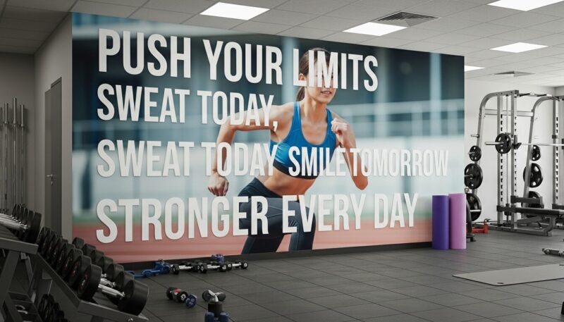 大型ジムの壁一面を高精細に演出