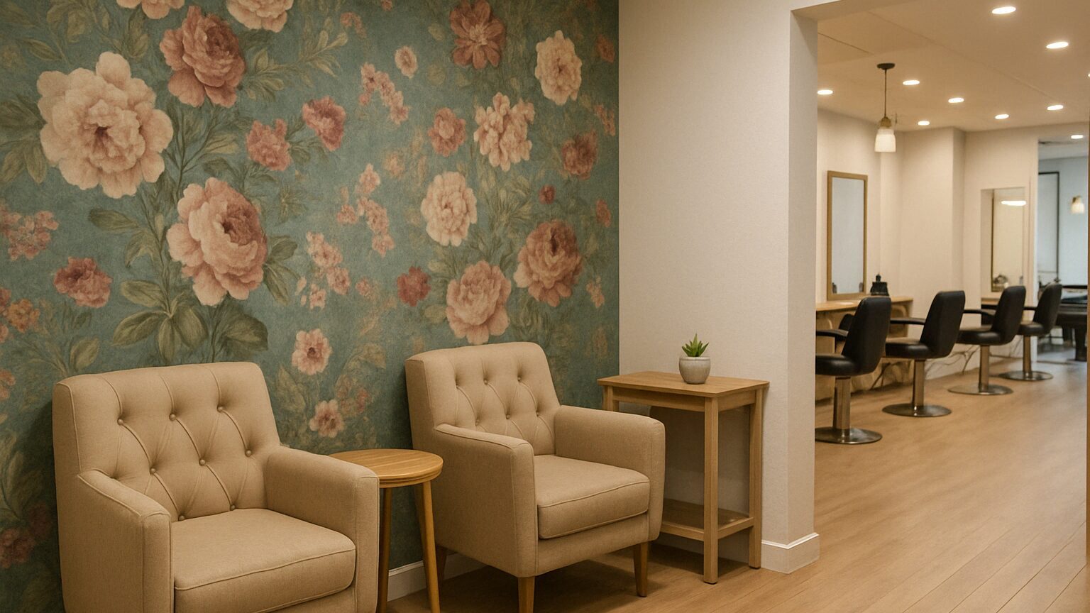 美容室のデザイン壁紙事例