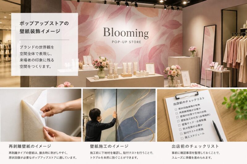 ポップアップストアを壁紙装飾する際のポイント|原状回復を見据えた壁紙選びが成功のカギ